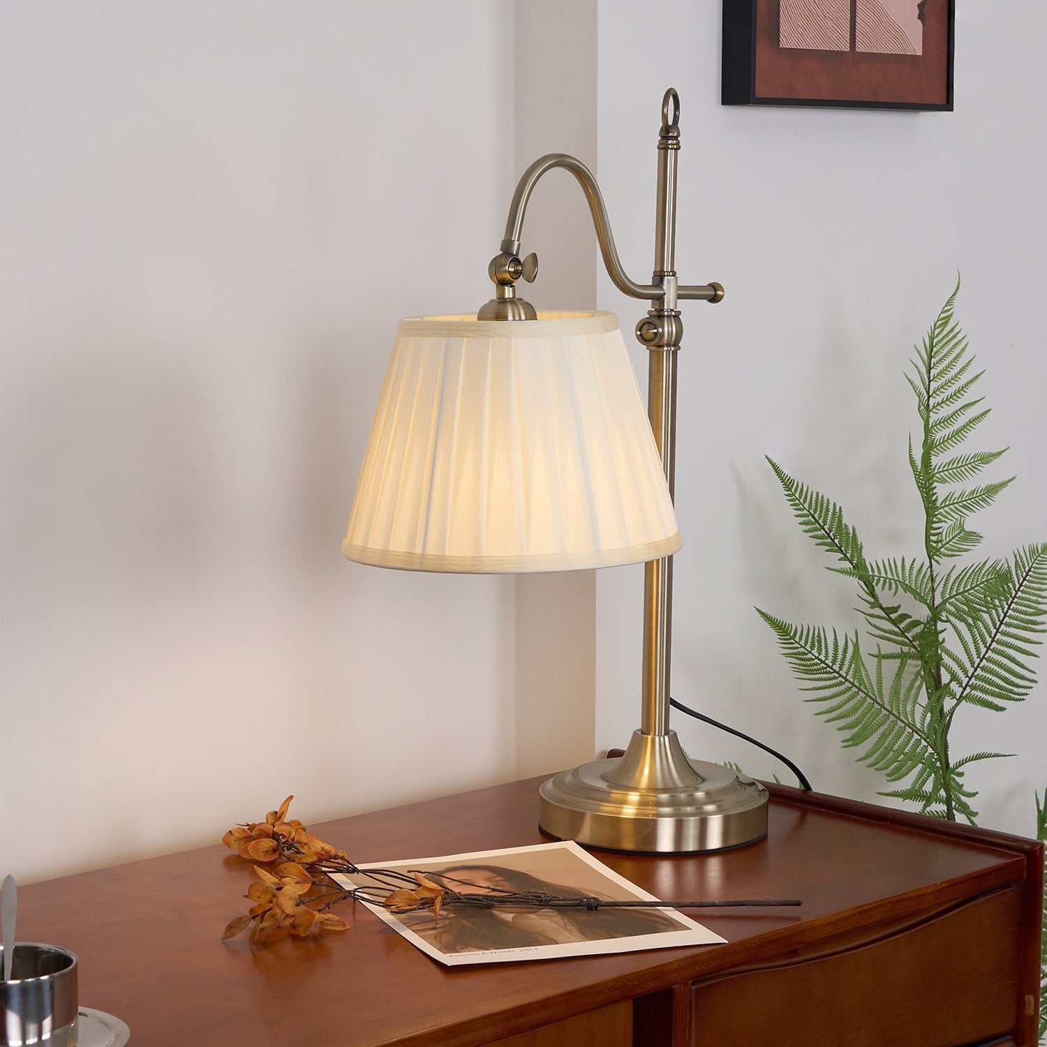 Antique Brass Elegance | Stylish Adjustable Table Lamp for Bedroom 1