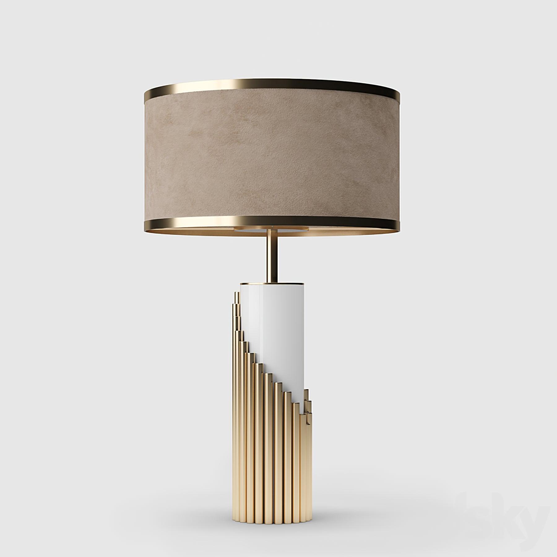 Brass & White Lacquer | Elegant Modern Table Lamp for Living Room 0