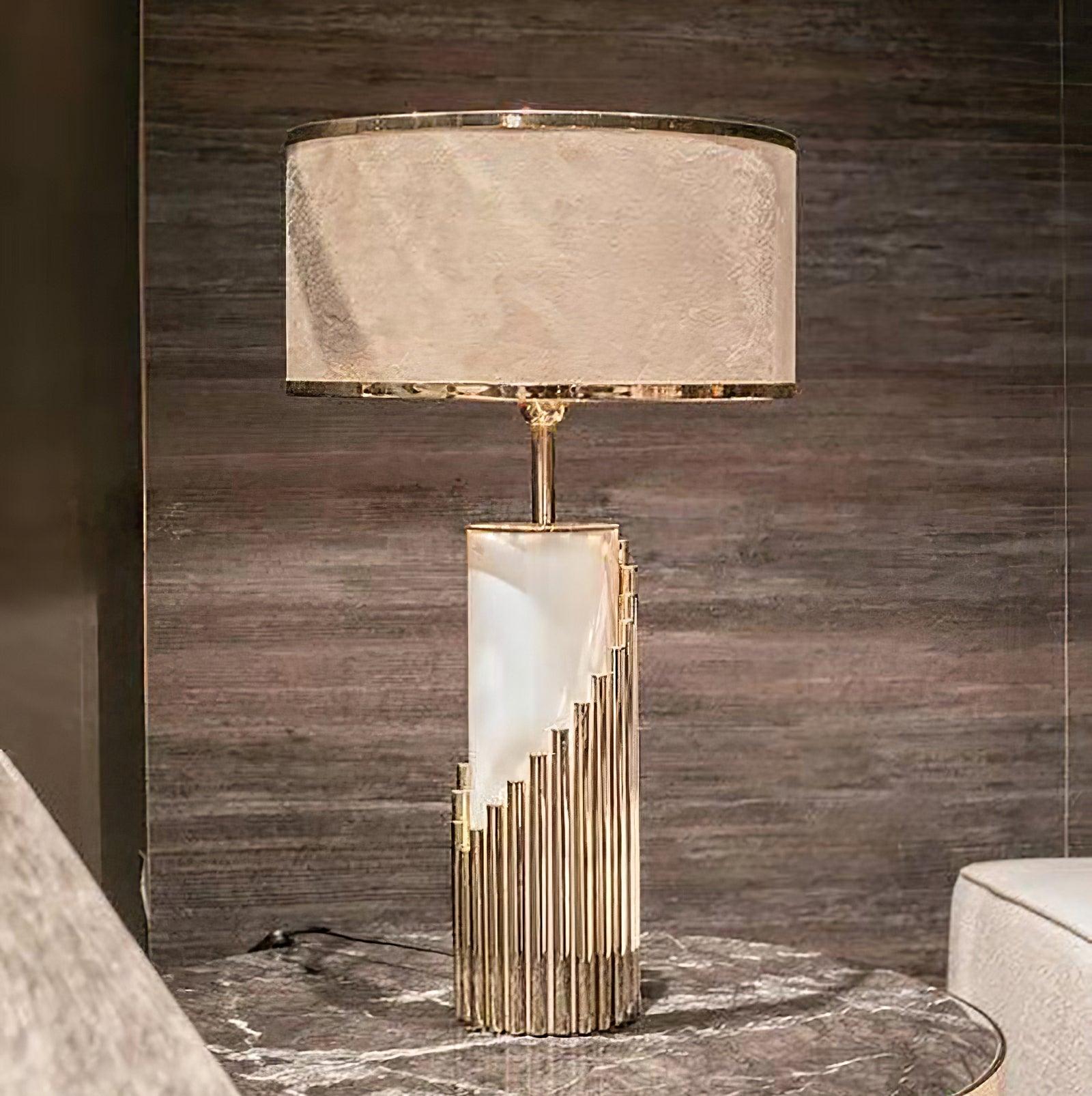 Brass & White Lacquer | Elegant Modern Table Lamp for Living Room 2