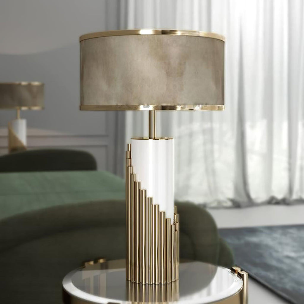Brass & White Lacquer | Elegant Modern Table Lamp for Living Room 3