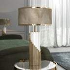 Brass & White Lacquer | Elegant Modern Table Lamp for Living Room 3