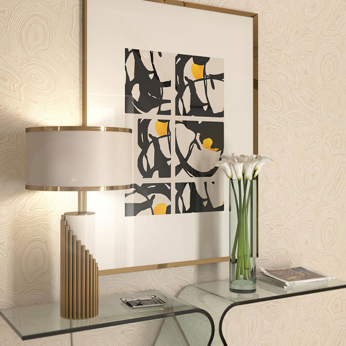 Brass & White Lacquer | Elegant Modern Table Lamp for Living Room 4
