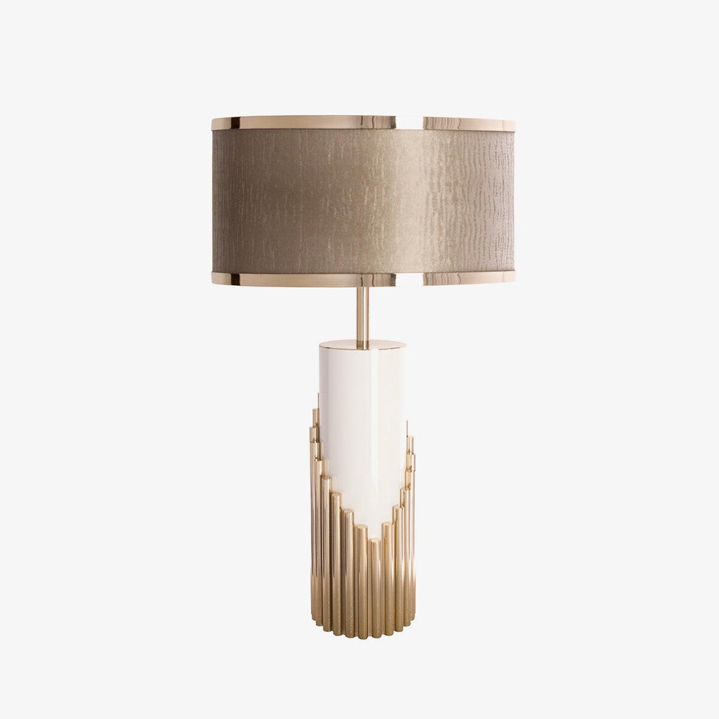 Brass & White Lacquer | Elegant Modern Table Lamp for Living Room 5