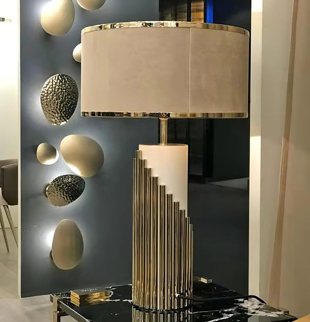 Brass & White Lacquer | Elegant Modern Table Lamp for Living Room 7
