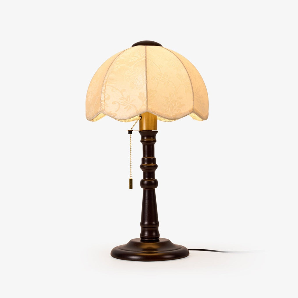 Carina | Elegant Wooden Base Fabric Table Lamp for Bedroom Ambiance 1