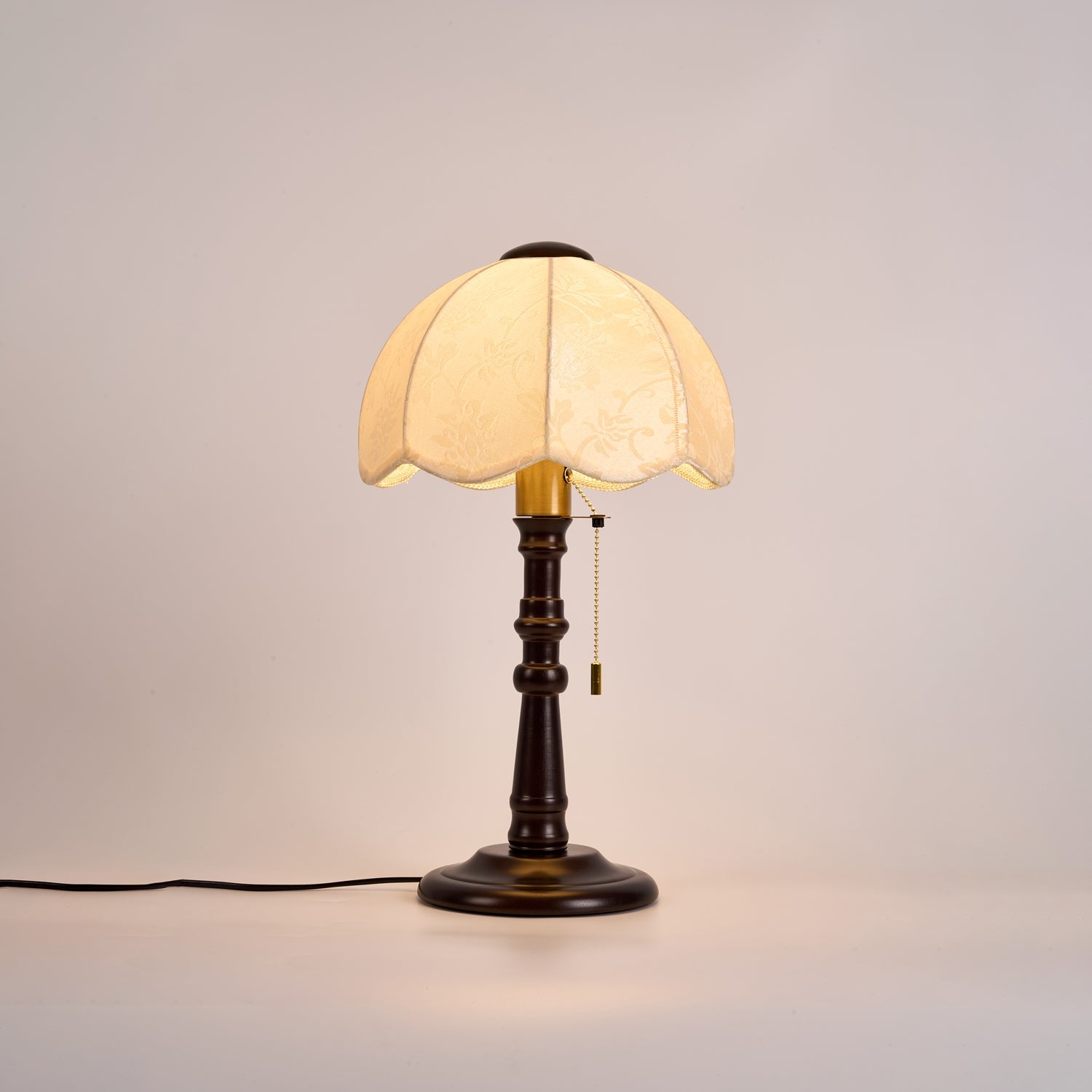 Carina | Elegant Wooden Base Fabric Table Lamp for Bedroom Ambiance 2