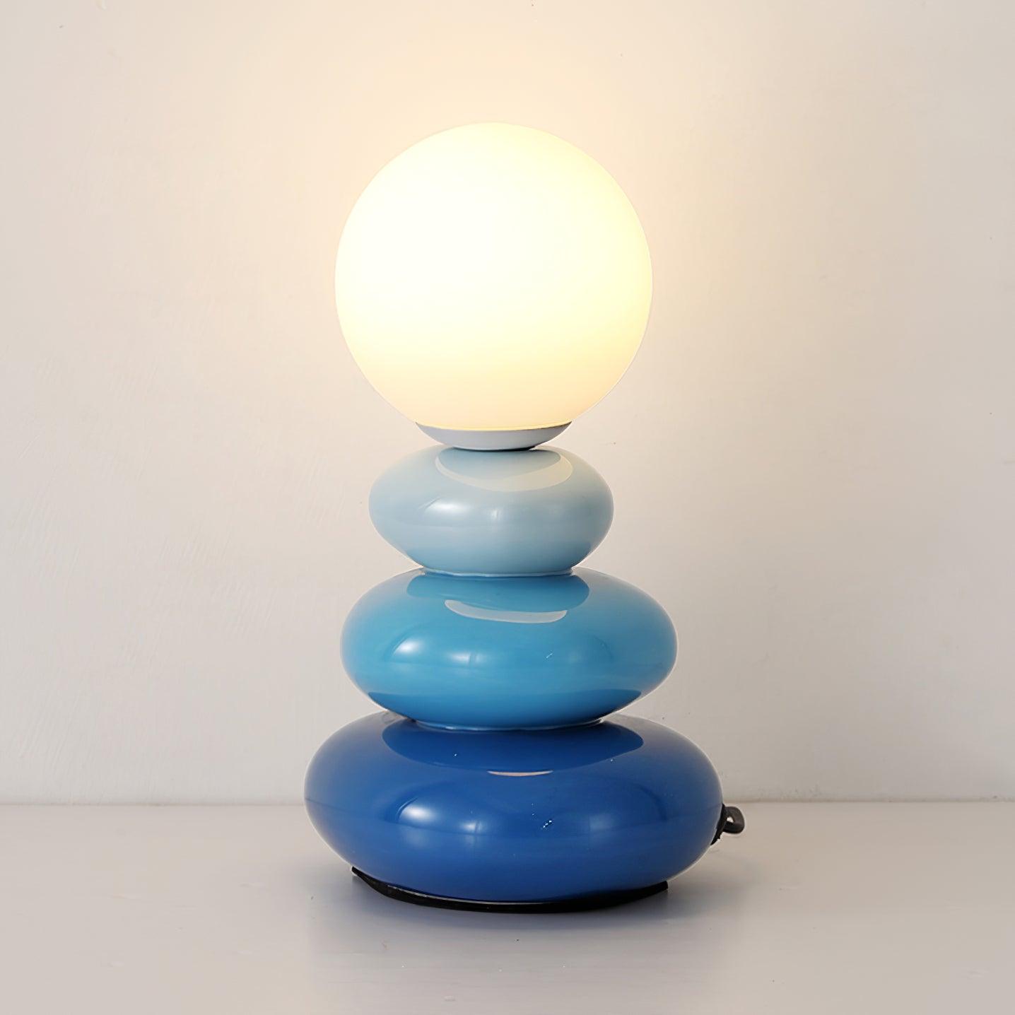 Cerulean Glow | Stylish Modern Triple Gourd Table Lamp for Living Room 10