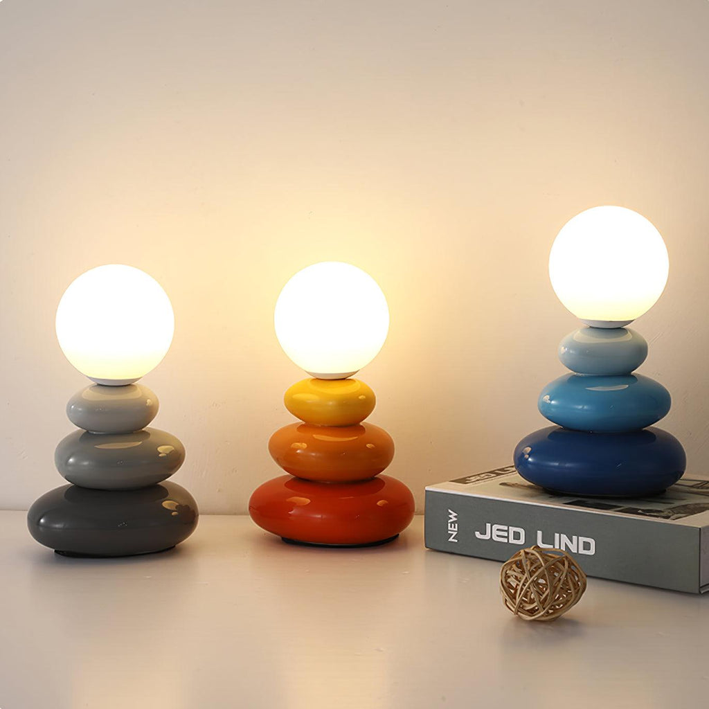 Cerulean Glow | Stylish Modern Triple Gourd Table Lamp for Living Room 3