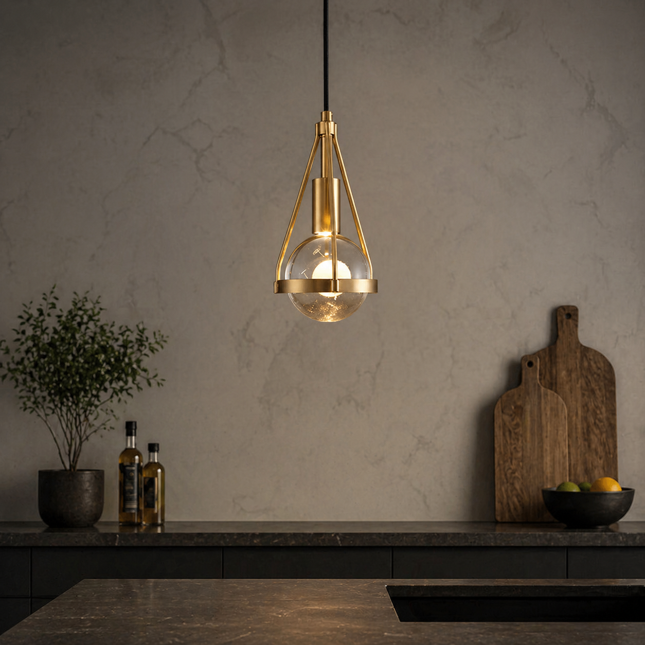 Elegant Eco-Friendly Sphere Glass Pendant Light Fixture