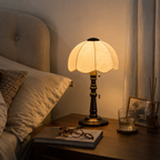 Vintage And Elegant Wooden Base Fabric Table Lamp for Bedroom Ambiance