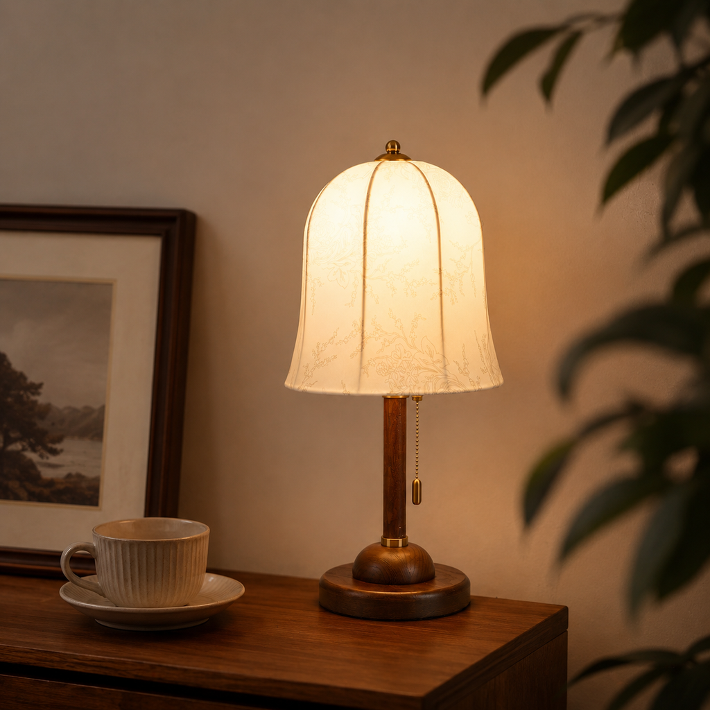 Regalwood | Elegant Wooden Table Lamp for Bedside or Living Room