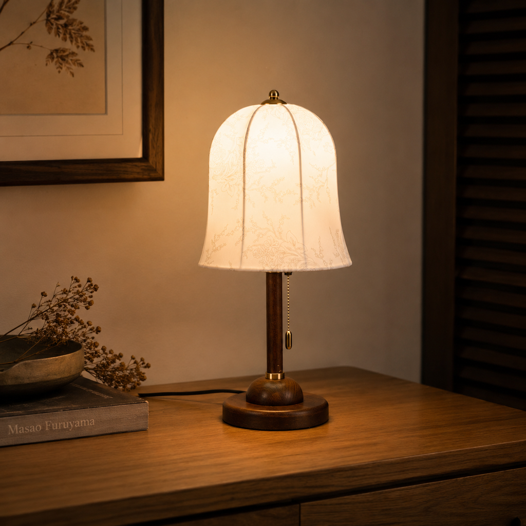 Regalwood | Elegant Wooden Table Lamp for Bedside or Living Room