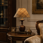 Elegant Conical Shade | Stylish Wooden Base Table Lamp for Living Room