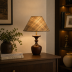 Elegant Conical Shade | Stylish Wooden Base Table Lamp for Living Room