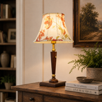 Floral Elegance | Sophisticated Walnut Base Table Lamp for Bedroom