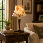 Floral Elegance | Sophisticated Walnut Base Table Lamp for Bedroom