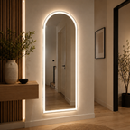Elegant Arched Full-Length Dressing Mirror with LED Lighting