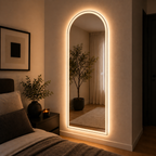 Elegant Arched Full-Length Dressing Mirror with LED Lighting