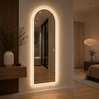 Elegant Arched Full-Length Dressing Mirror with LED Lighting