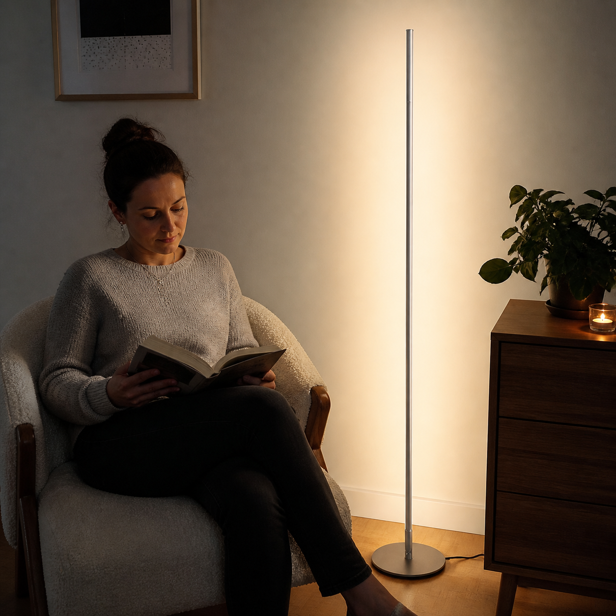 Modern & Elegant Slim LED Floor Lamp for Living Room Decor