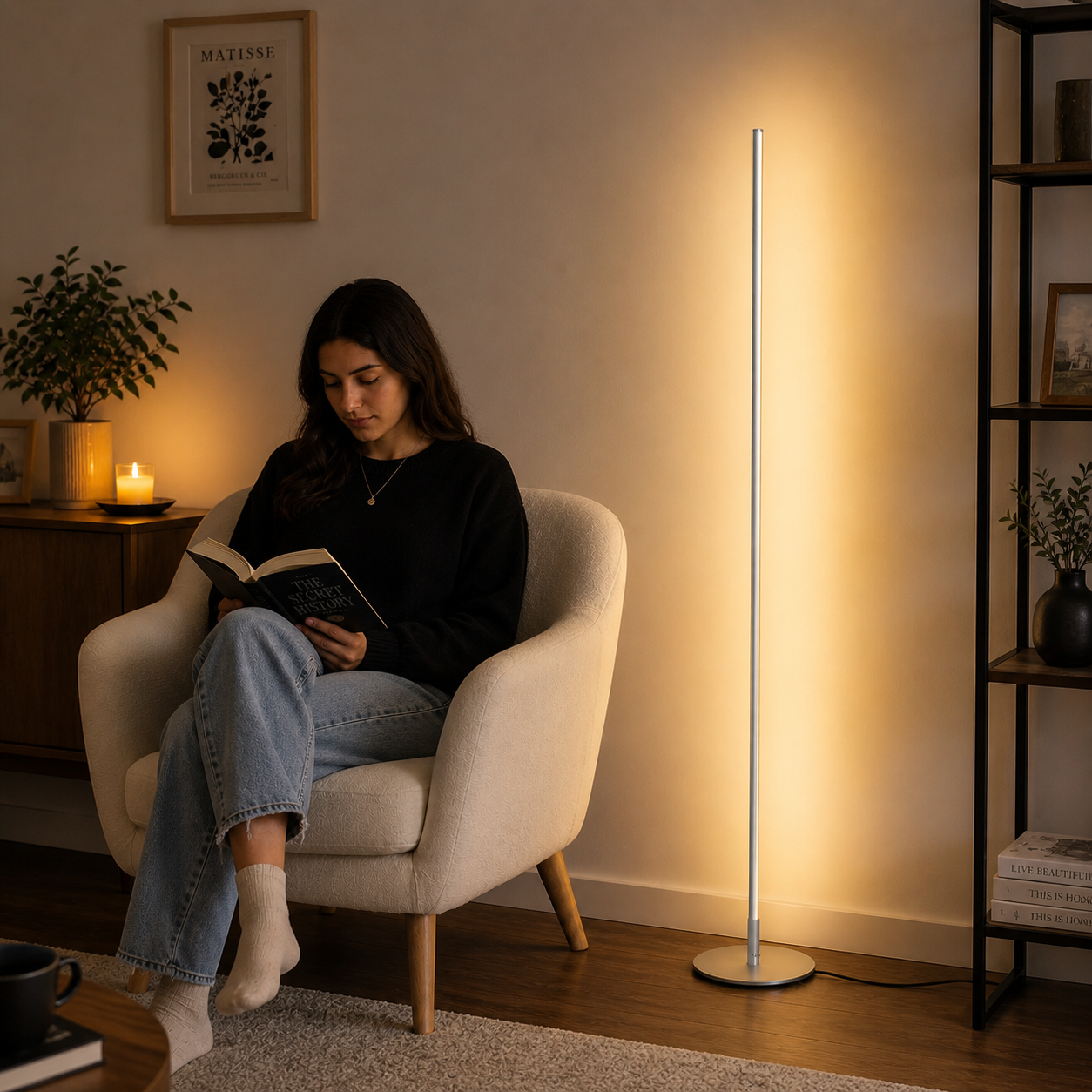 Modern & Elegant Slim LED Floor Lamp for Living Room Decor