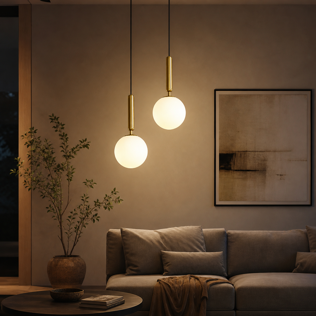 Elegant Black Glass Pendant Light for Kitchen or Living Room