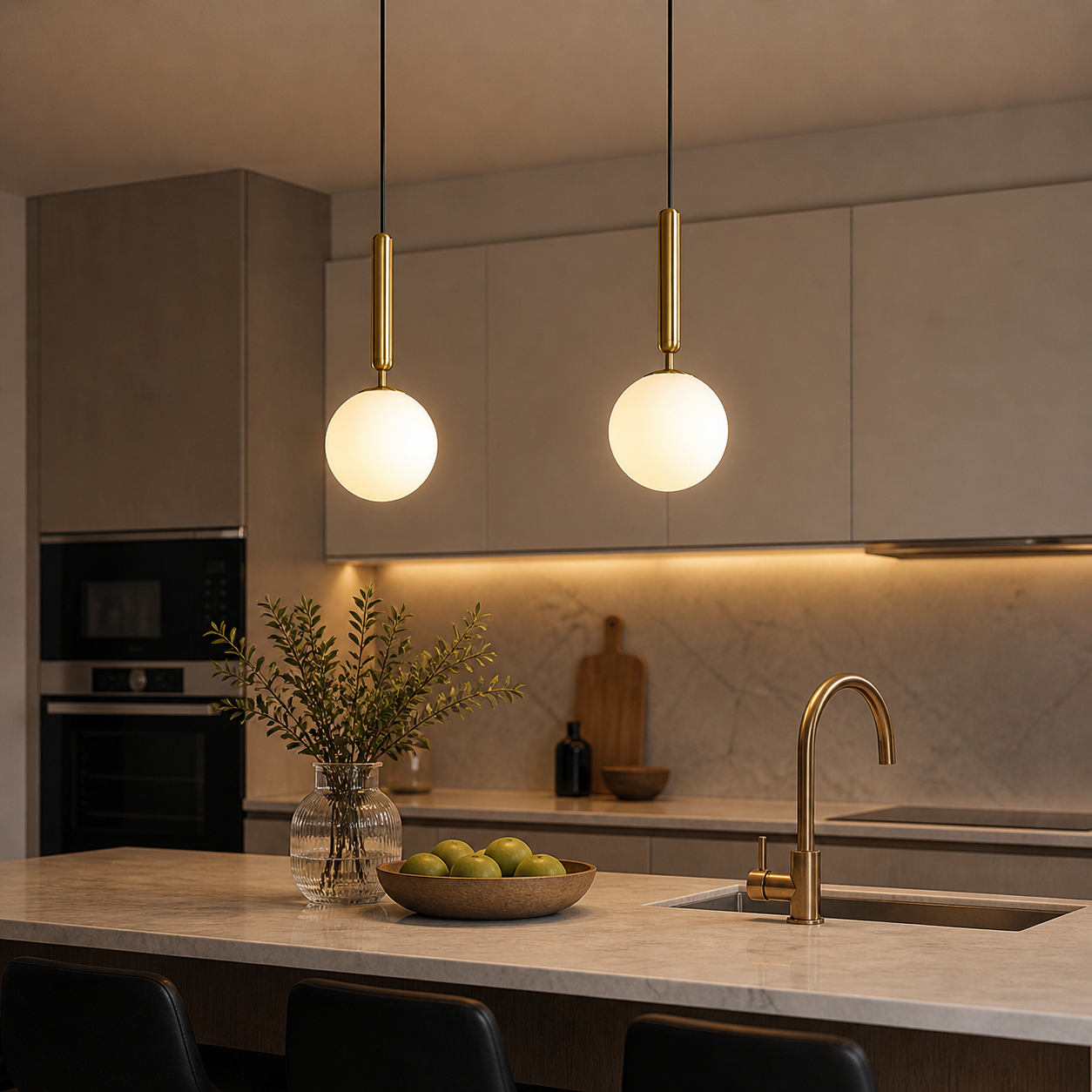 Elegant Black Glass Pendant Light for Kitchen or Living Room
