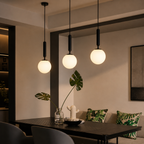 Elegant Black Glass Pendant Light for Kitchen or Living Room