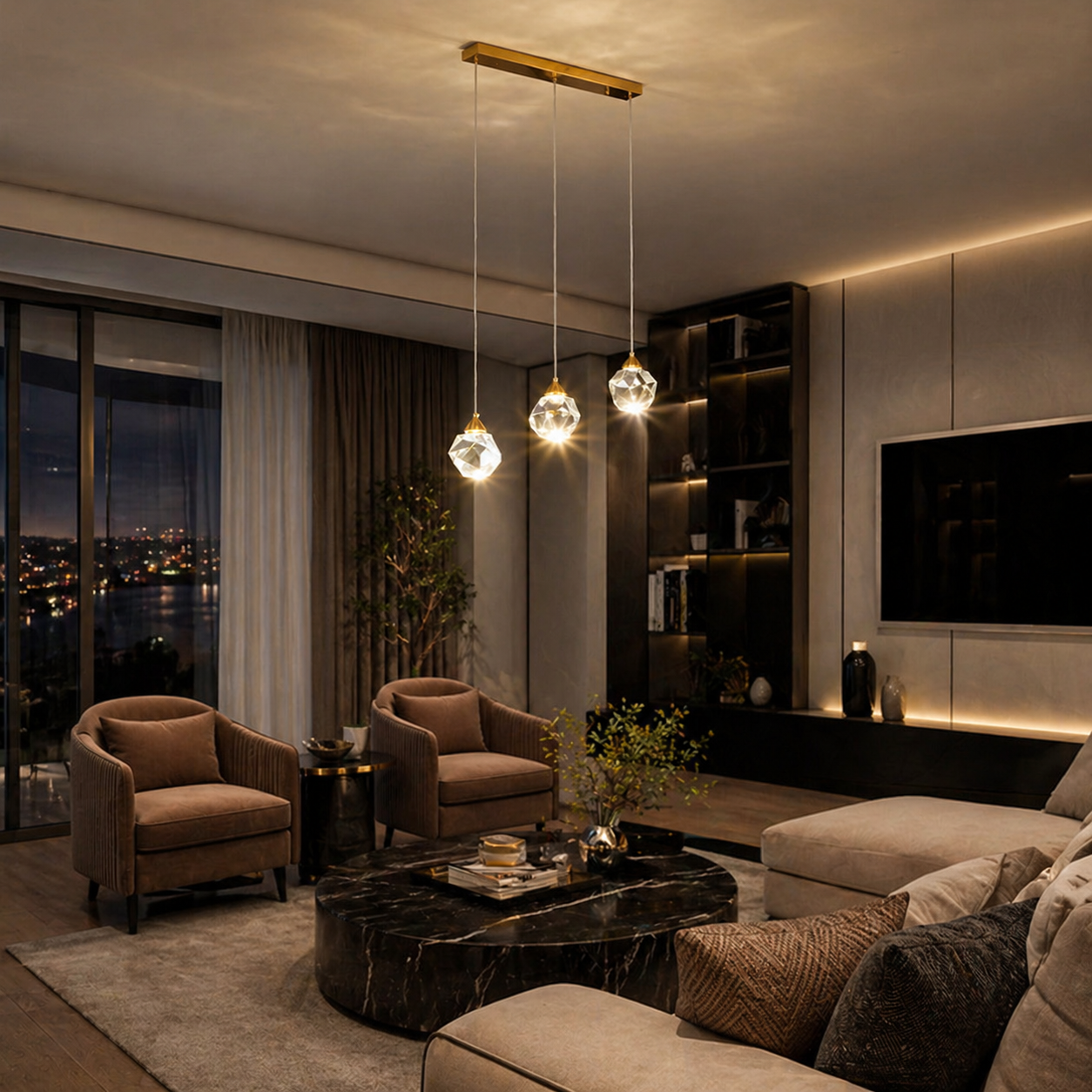 Stunning Elegant Crystal Glass Pendant Light Fixture