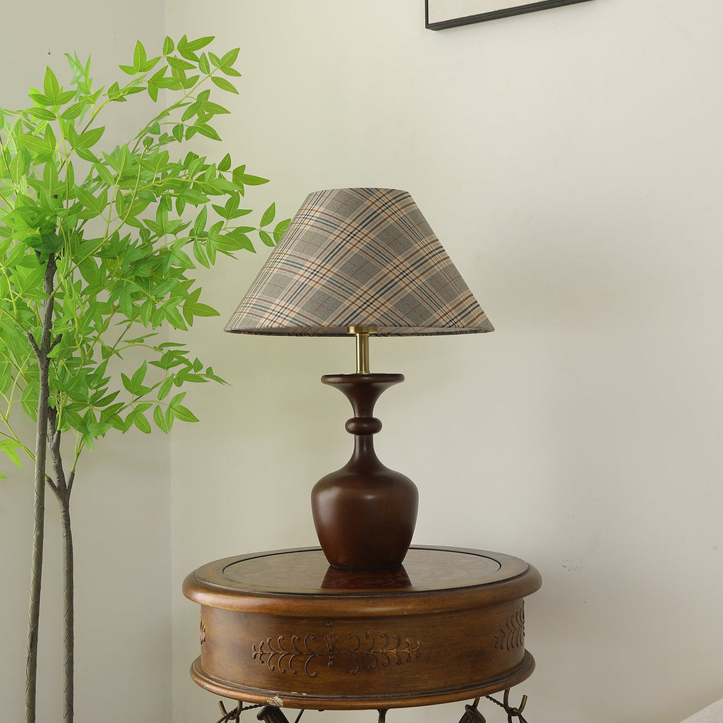 Elegant Conical Shade | Stylish Wooden Base Table Lamp for Living Room 3