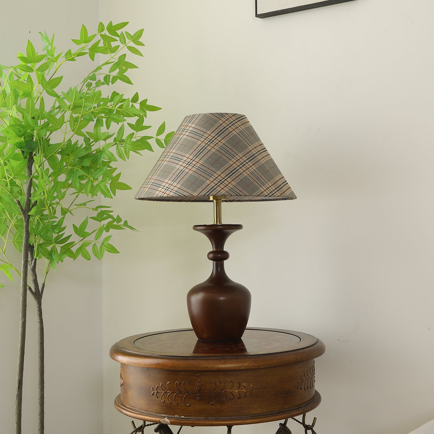 Elegant Conical Shade | Stylish Wooden Base Table Lamp for Living Room 3