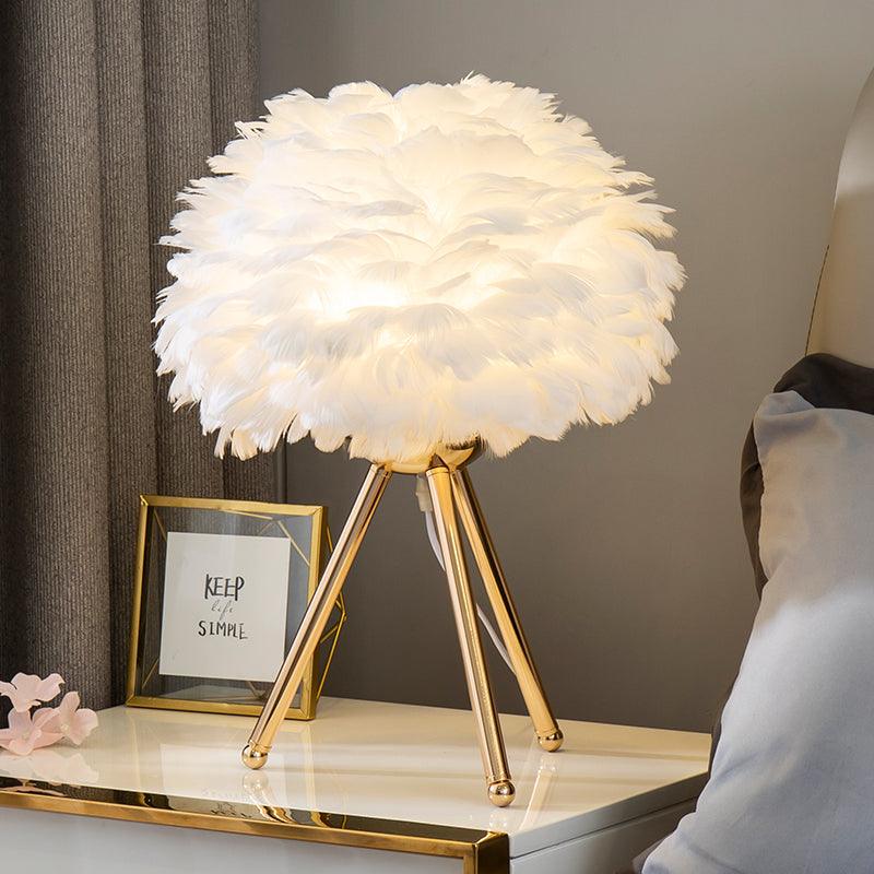 FeatherGlow | Elegant Soft Feather Table Lamp for Bedroom and Desk 0
