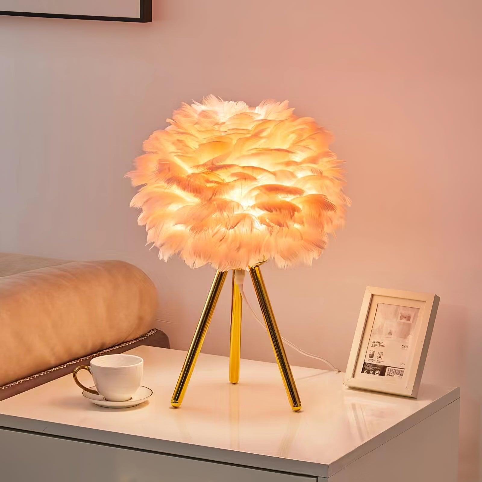 FeatherGlow | Elegant Soft Feather Table Lamp for Bedroom and Desk 2