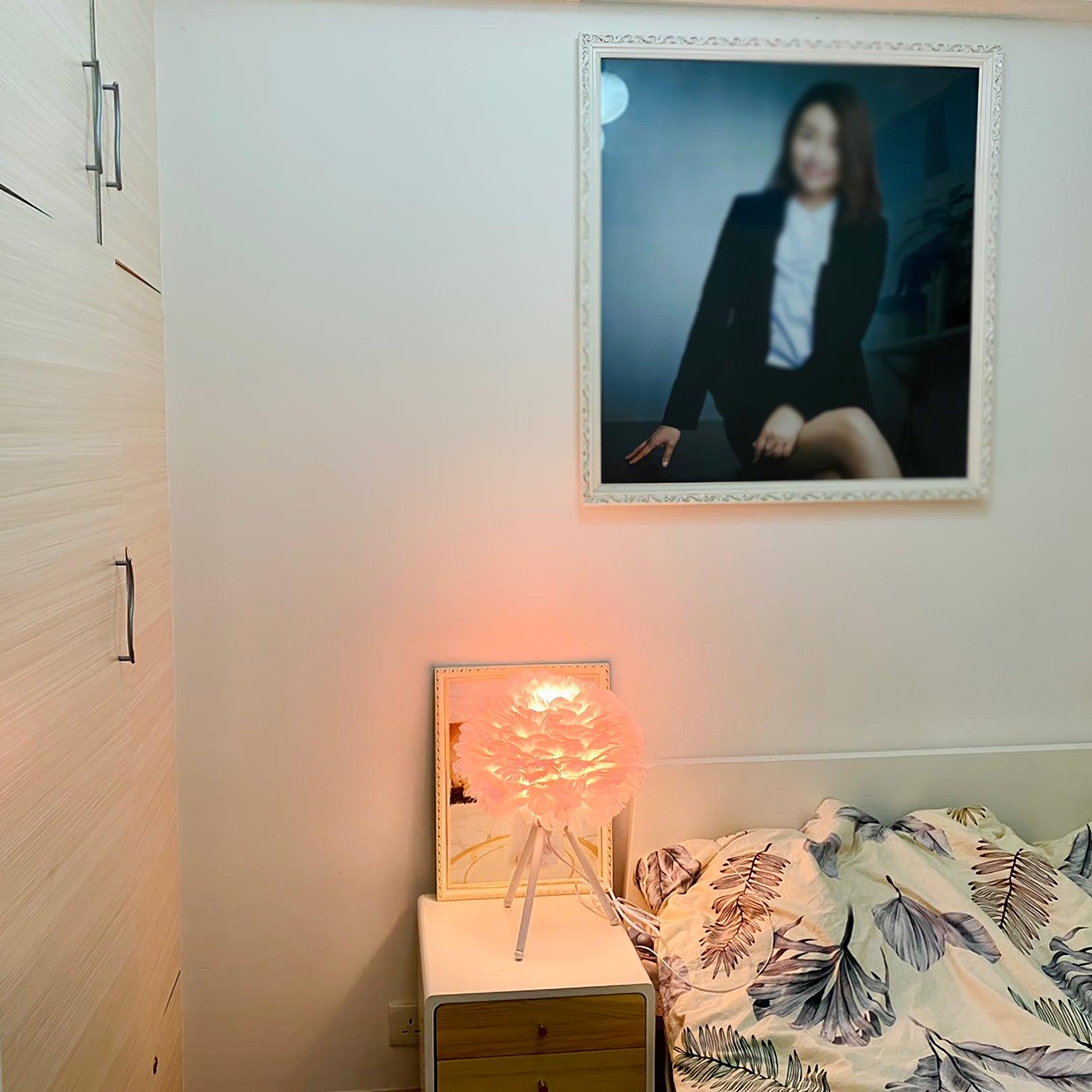 FeatherGlow | Elegant Soft Feather Table Lamp for Bedroom and Desk 4