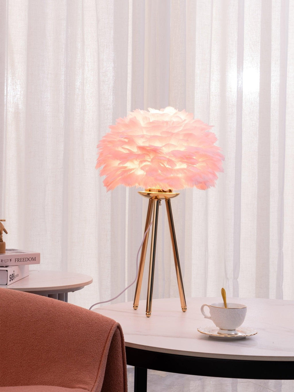 FeatherGlow | Elegant Soft Feather Table Lamp for Bedroom and Desk 6