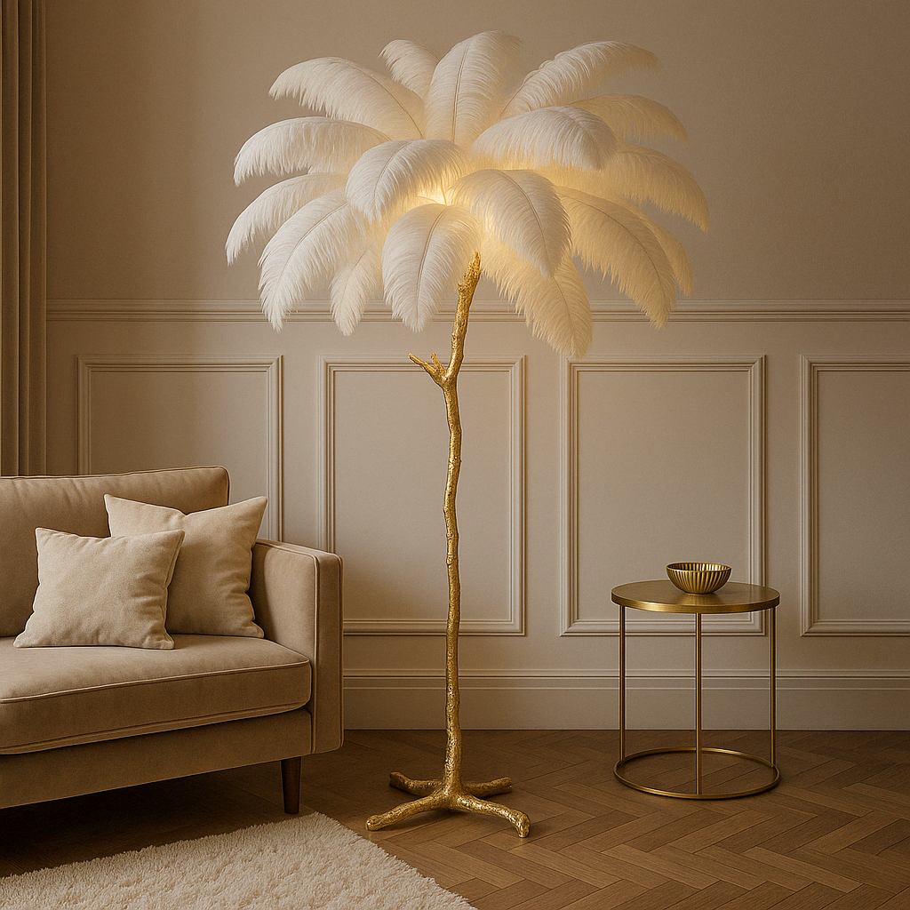 FeatherLux | Elegant Black Floor Lamp for Living Room Lighting 0
