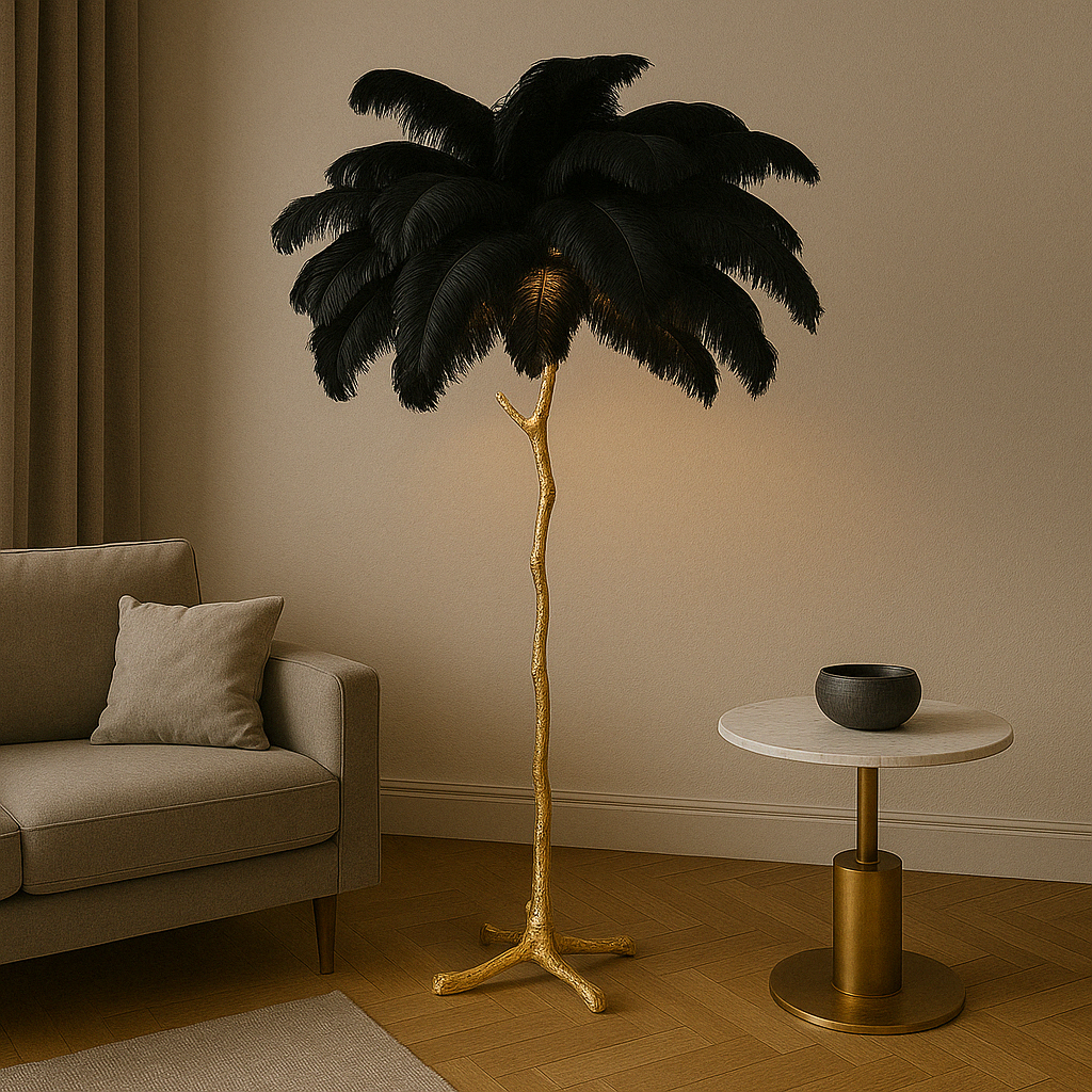 FeatherLux | Elegant Black Floor Lamp for Living Room Lighting 1