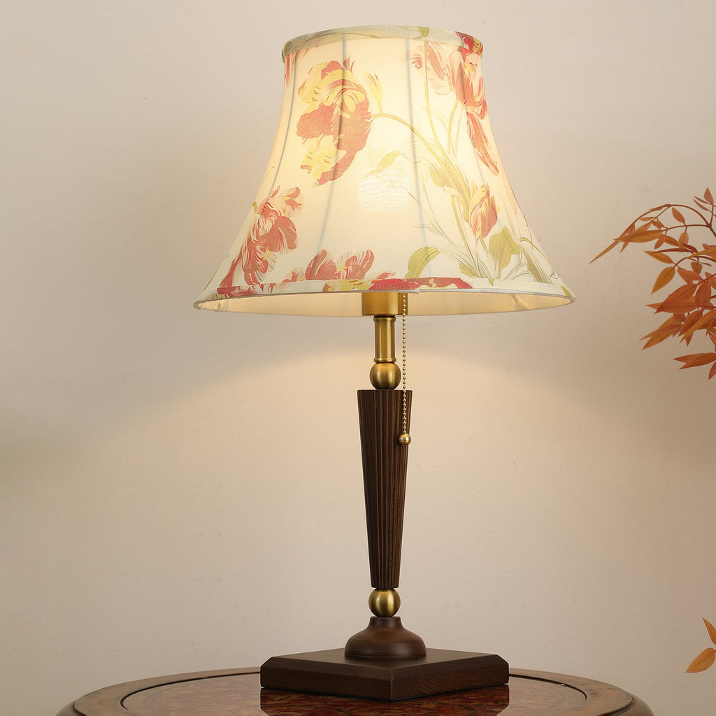 Floral Elegance | Sophisticated Walnut Base Table Lamp for Bedroom 3