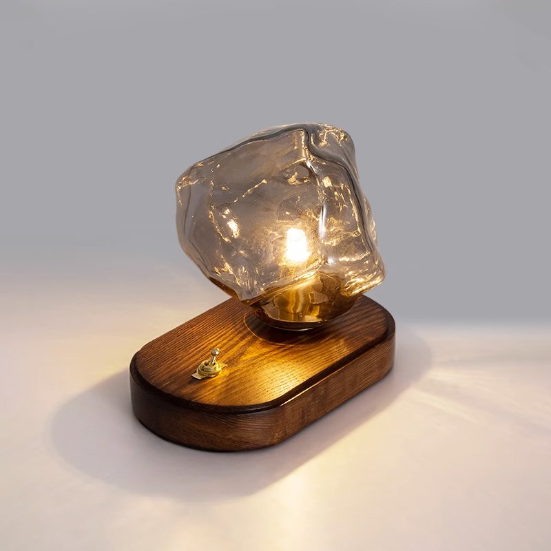 IceStone | Elegant Smoke Gray Glass Table Lamp for Bedside or Living Room 0