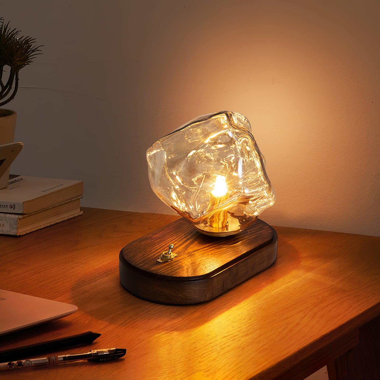 IceStone | Elegant Smoke Gray Glass Table Lamp for Bedside or Living Room 2