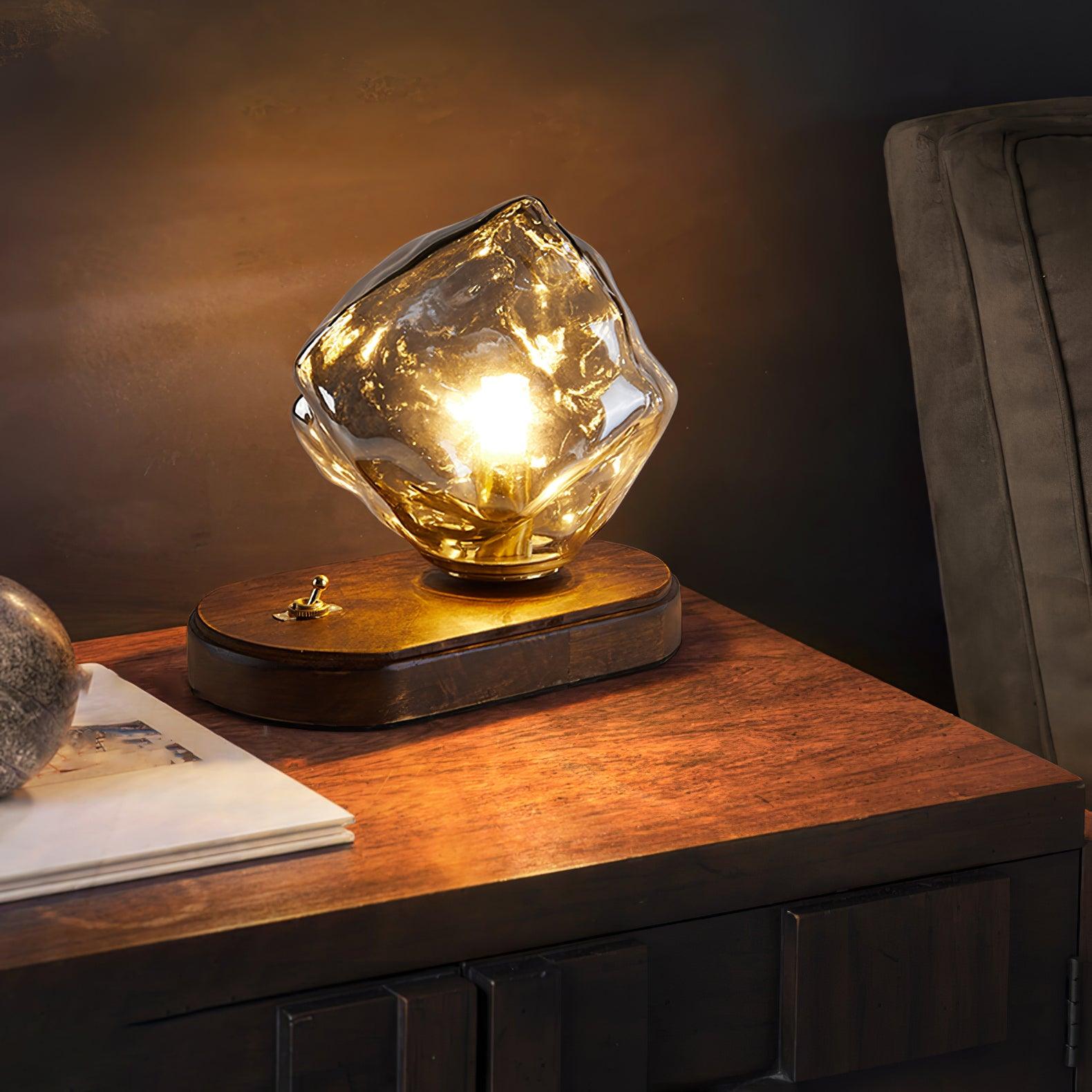 IceStone | Elegant Smoke Gray Glass Table Lamp for Bedside or Living Room 3