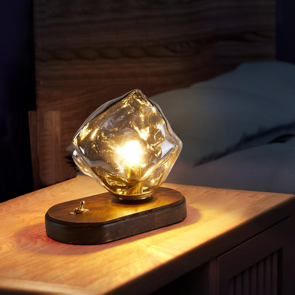 IceStone | Elegant Smoke Gray Glass Table Lamp for Bedside or Living Room 4