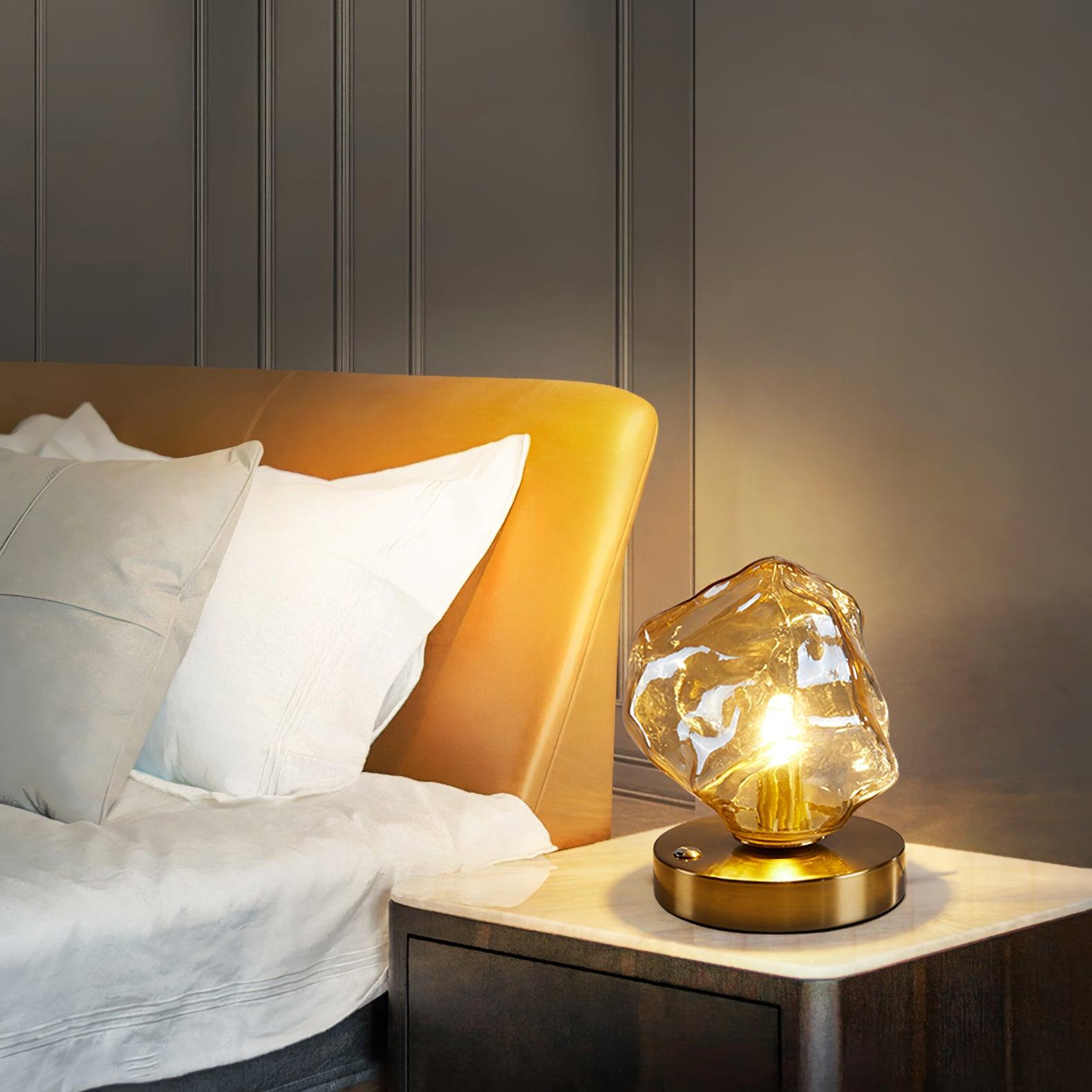 IceStone | Elegant Smoke Gray Glass Table Lamp for Bedside or Living Room 5