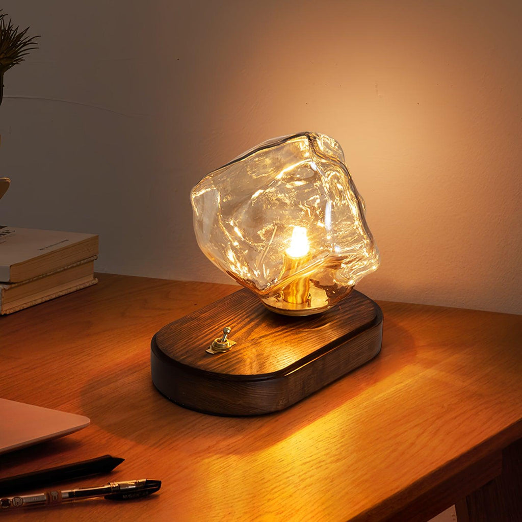 IceStone | Elegant Smoke Gray Glass Table Lamp for Bedside or Living Room 6