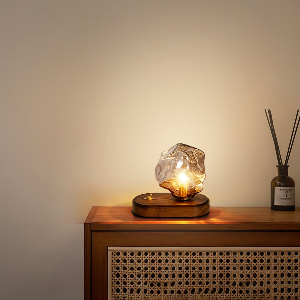 IceStone | Elegant Smoke Gray Glass Table Lamp for Bedside or Living Room 8