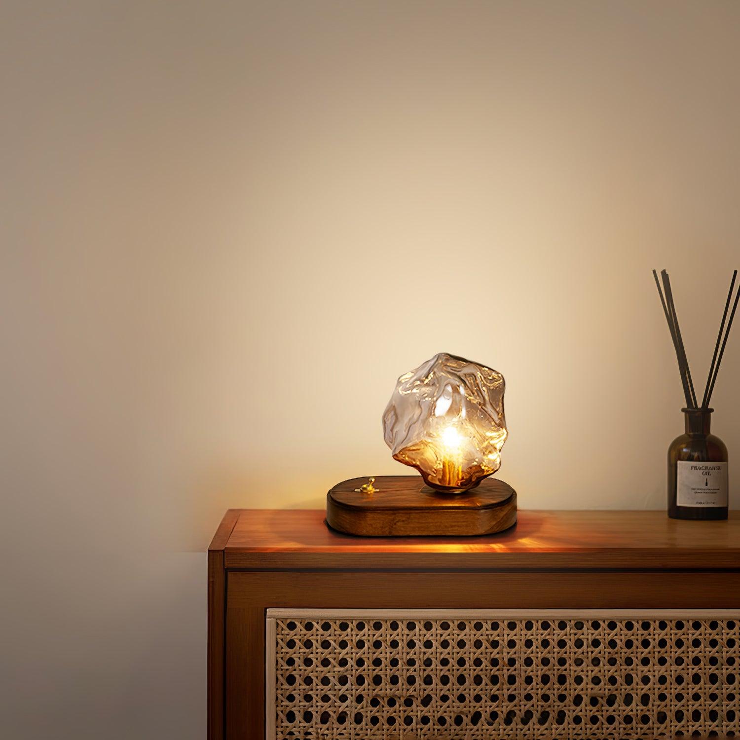 IceStone | Elegant Smoke Gray Glass Table Lamp for Bedside or Living Room 8