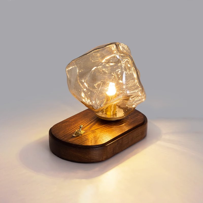IceStone | Elegant Smoke Gray Glass Table Lamp for Bedside or Living Room 9