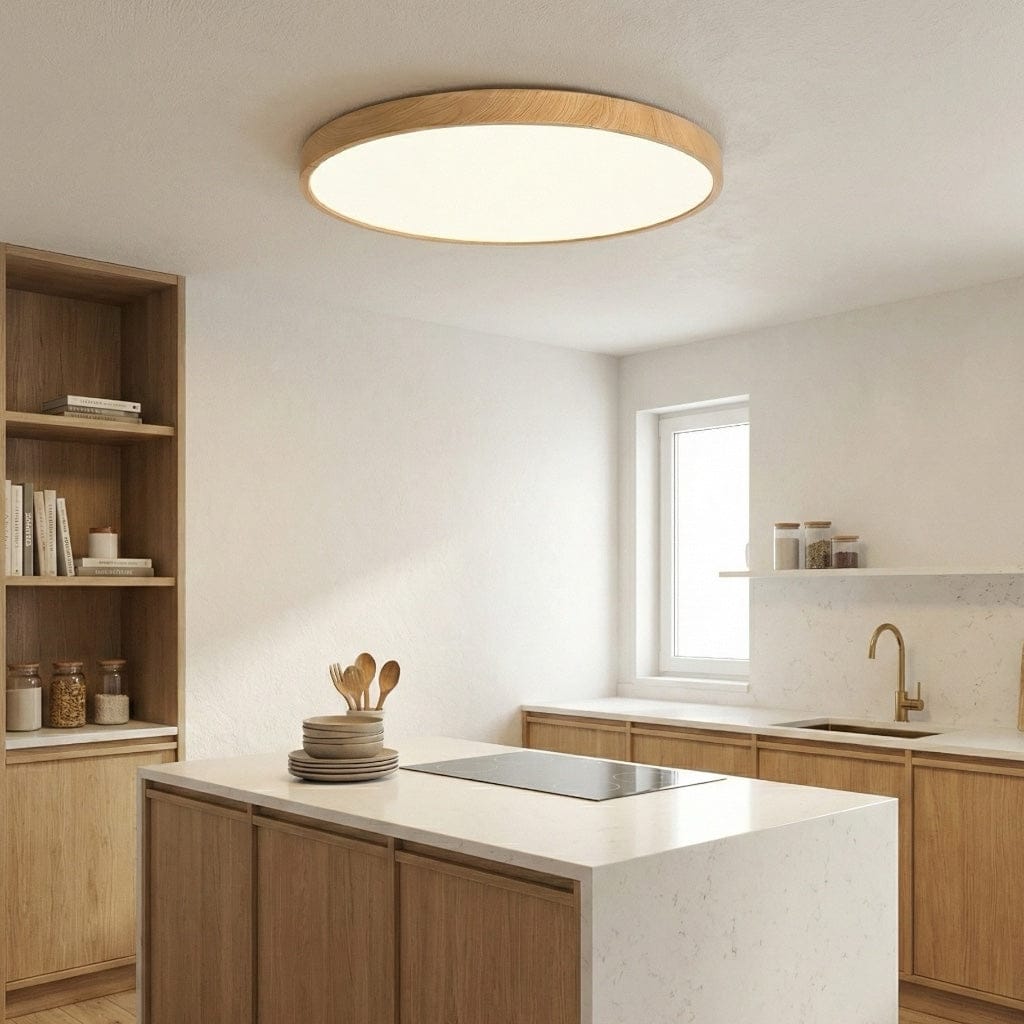 LuminaraWood | Modern Ultra-Thin LED Flush Mount Ceiling Light Fixture 4