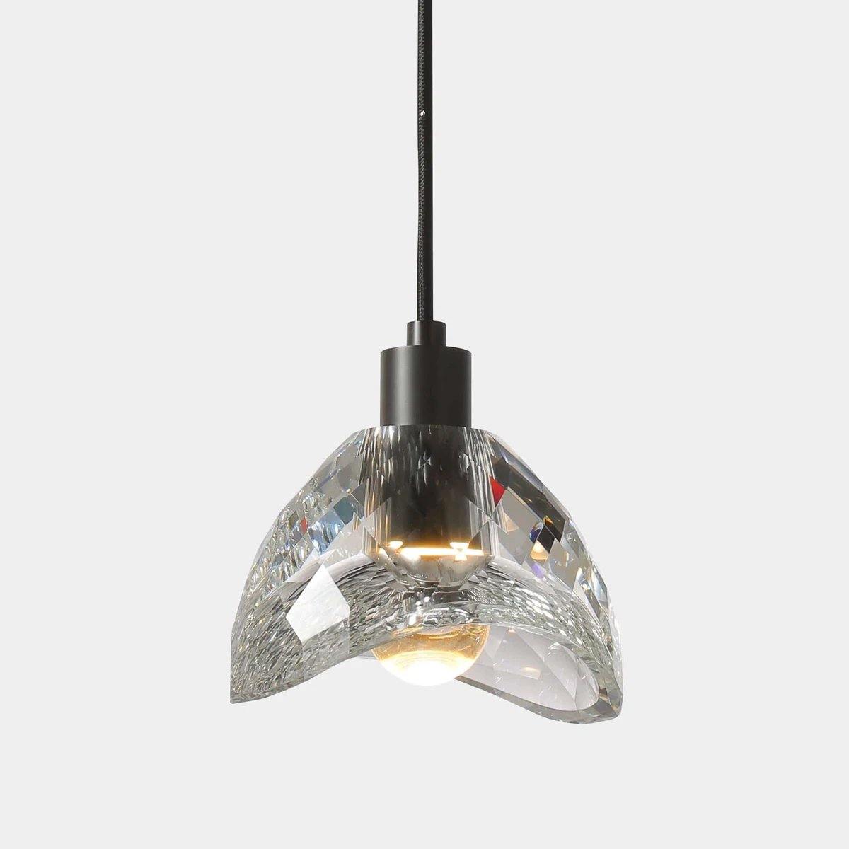Luminara | Elegant Black Glass Pendant Light with Brass Accents 0