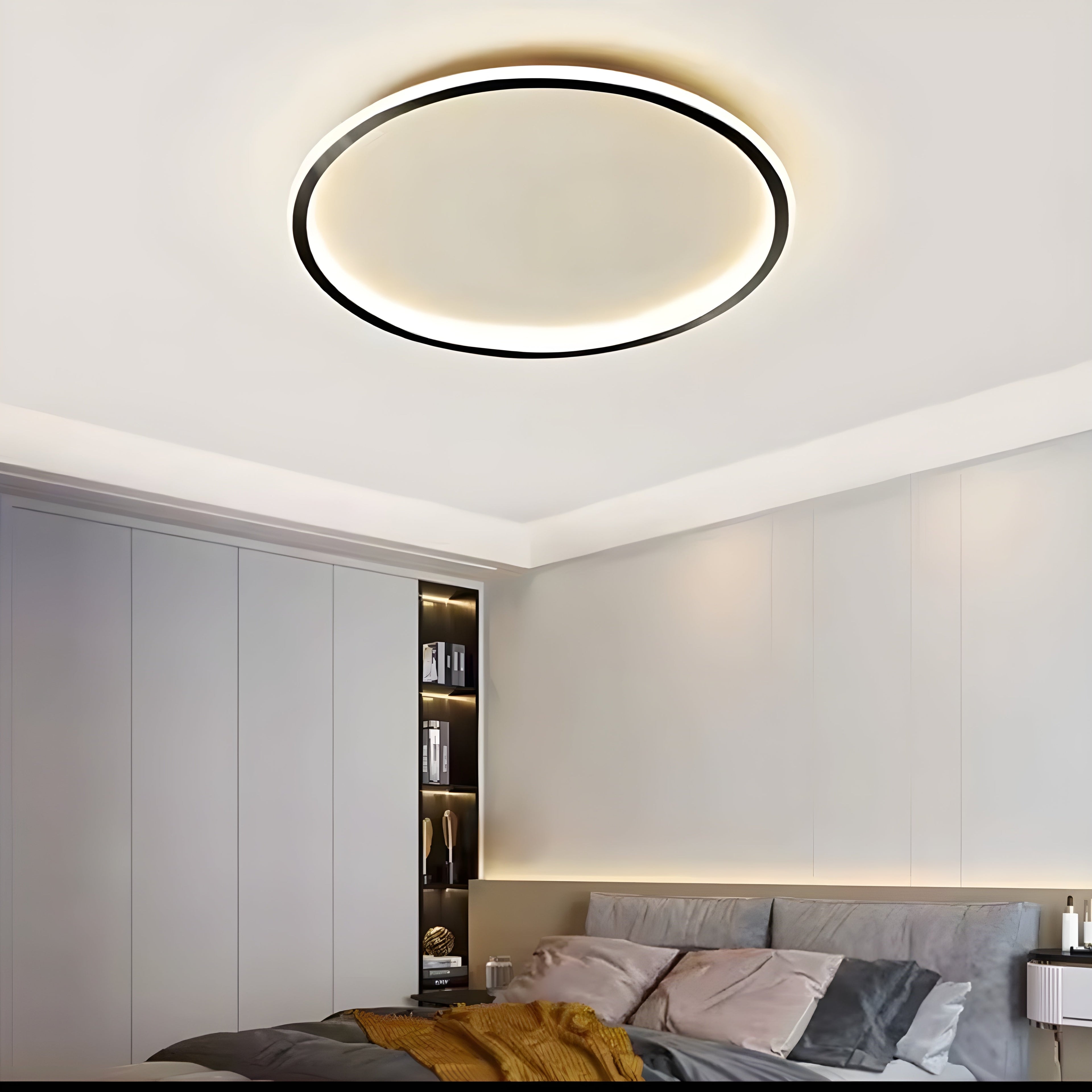 Lumosphere | Sleek Dimmable Black LED Flush Mount Ceiling Light Fixture 0